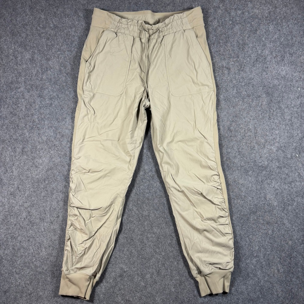 Lululemon Beyond the Studio Joggers Womens 10 Tan Ruched Side Pockets Activewear